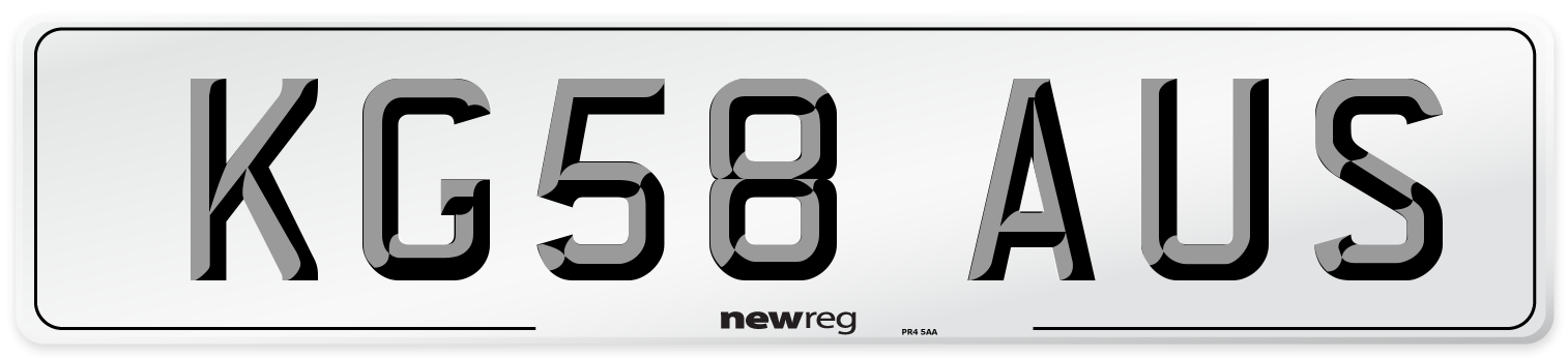 KG58 AUS Number Plate from New Reg